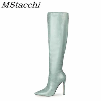 

Mstacchi 2020 New Designer Four Colors Pointed Women High Heel Boots Fashion Concise Back Zipper Ladies Shoes Talon Femme Sexy