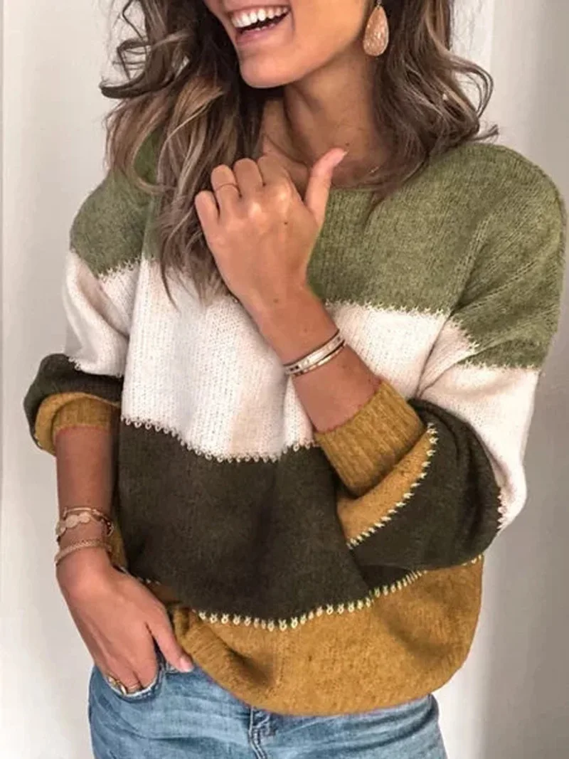 LOSSKY Мода осенне-зимний вязаный свитер для женщин с длинным рукавом сексуальный Свободный офисный Женский Повседневный пуловер Свитера