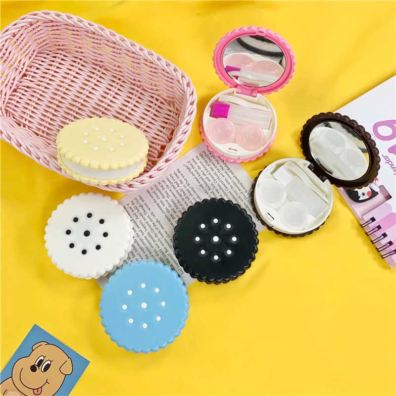 

Cookies Contact Lens Case Eye Contact Lens Box Women Travel Contact Lenses Case Leakproof Container Lenses Box for Display Box