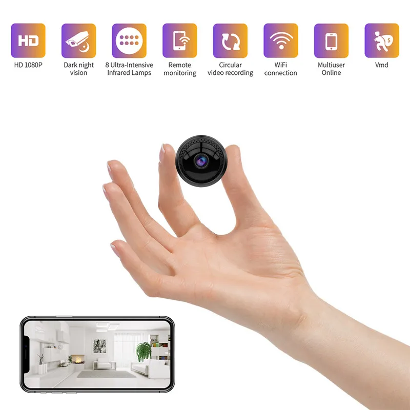 W12 1080P Wifi мини Камера домашней безопасности P2P Wi Fi Ночное видение Беспроводной