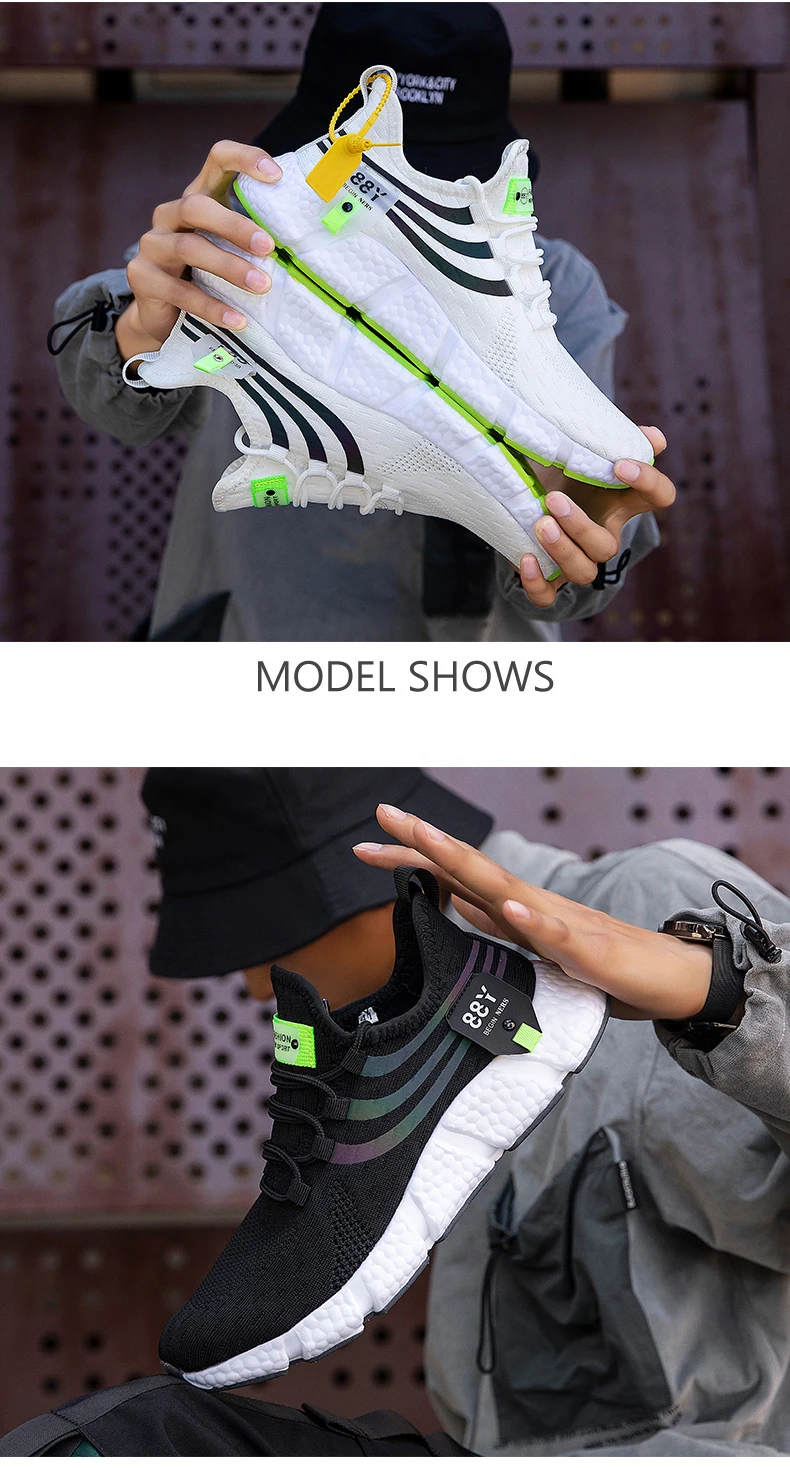 2021 new men's running shoes light sneakers summer breathable mesh elastic outdoor sports fashion casual shoes jogging shoes