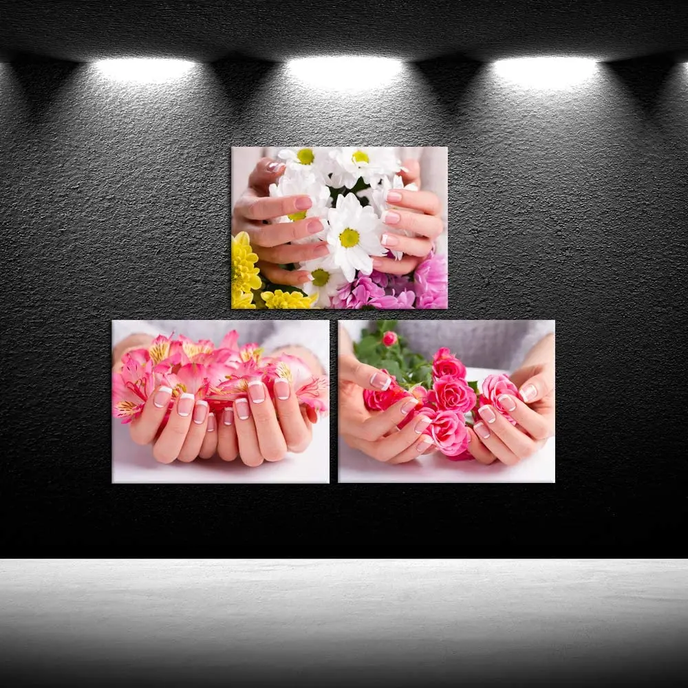 

3 Pieces Beauty Hands Spa Manicure Nail Salon Posters Pictures Canvas Wall Art Home Decor Paintings for Living Room Decorations