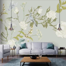 Пользовательские Настенные обои 3D скандинавские ручная роспись средневековые тропические растения цветы и фон с птицами украшение на стену