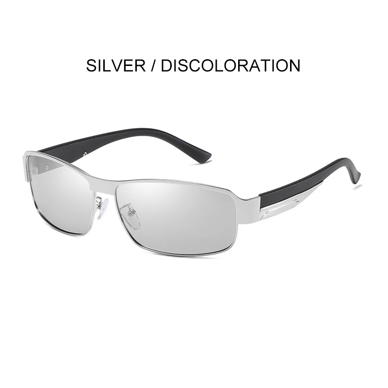 Silver-Photochromic SIMPRECT поляризованные солнцезащитные очки для мужчин квадратные фотохромные Солнцезащитные очки Ретро винтажные UV400 антибликовые солнцезащитные очки для мужчин Oculos - Цвет линз: Silver-Photochromic