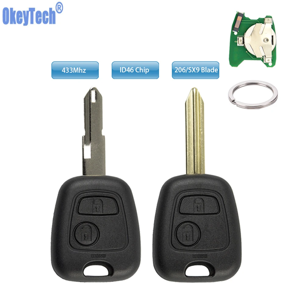 OkeyTech 2 кнопки NE72 SX9 лезвие дистанционный ключ брелок для PEUGEOT 206 Citroen Saxo Picasso Xsara 433