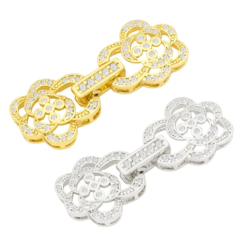 

Медные позолоченные полые соединители для браслетов, фурнитура с кубическим цирконием, материалы для ювелирных изделий cnta032