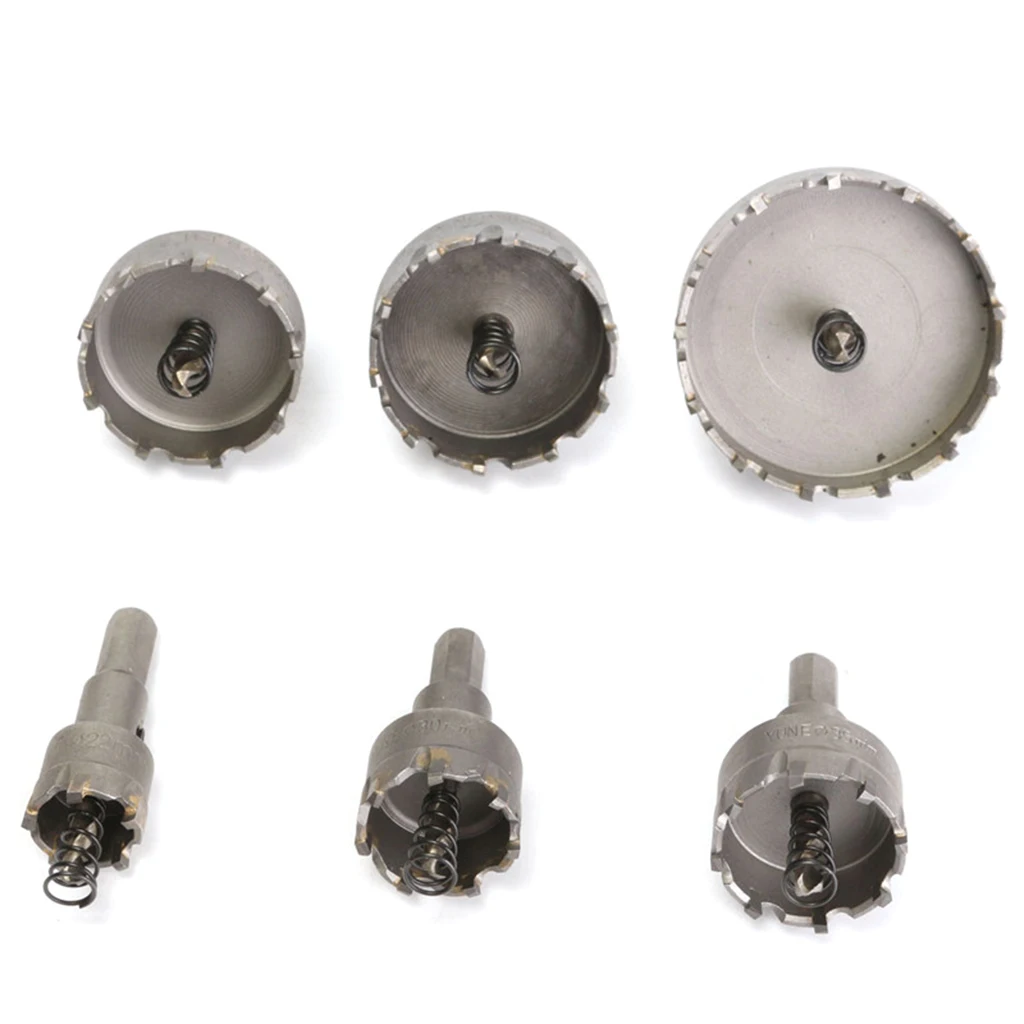 

6Pcs/set Carbide Tipped TCT Drill Bit Set Stainless Steel Alloy Hole Saw Cutter Tool 22mm/30mm/35mm/45mm/50mm/65mm