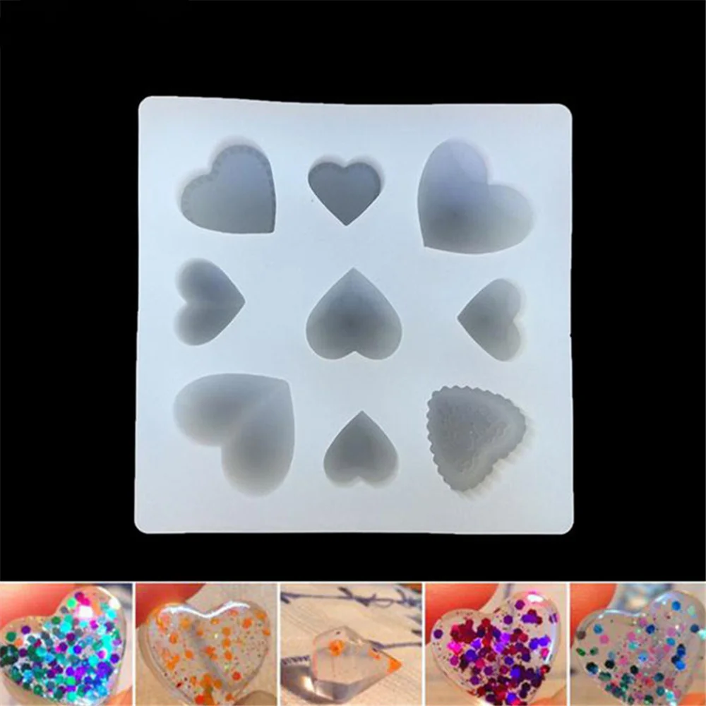 DIY любовь в форме сердца 3D Jewelry Интимные аксессуары полупрозрачные формы кристалла капли клея силиконовые формы мобильного телефона