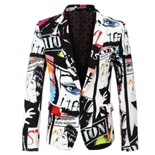 YXHK Brand 2019 New Tide Men Sakko Fashion Printing Blazer Design Plus Size Hip Hot Casual Man Jacket Slim Fit Singer Costume
