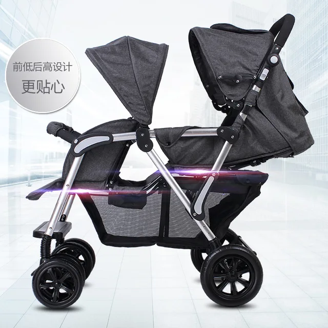 Передняя Задняя сдвоенная прогулочная коляска pram poussette алюминиевая рама для ребенка