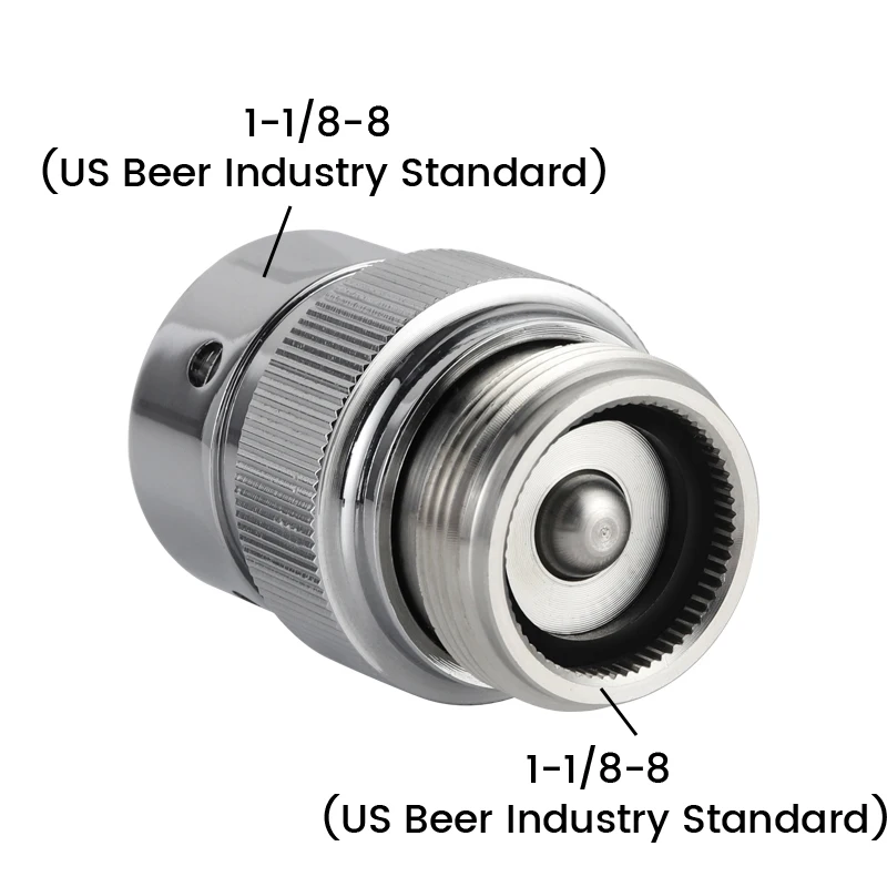 Beer Faucet Flow Control Adapter,1-1/8-8 Thread Adjustable Tap  Shank Liquid Control Valve for Craft Beer Dispensing Homebrew Kt — view 3