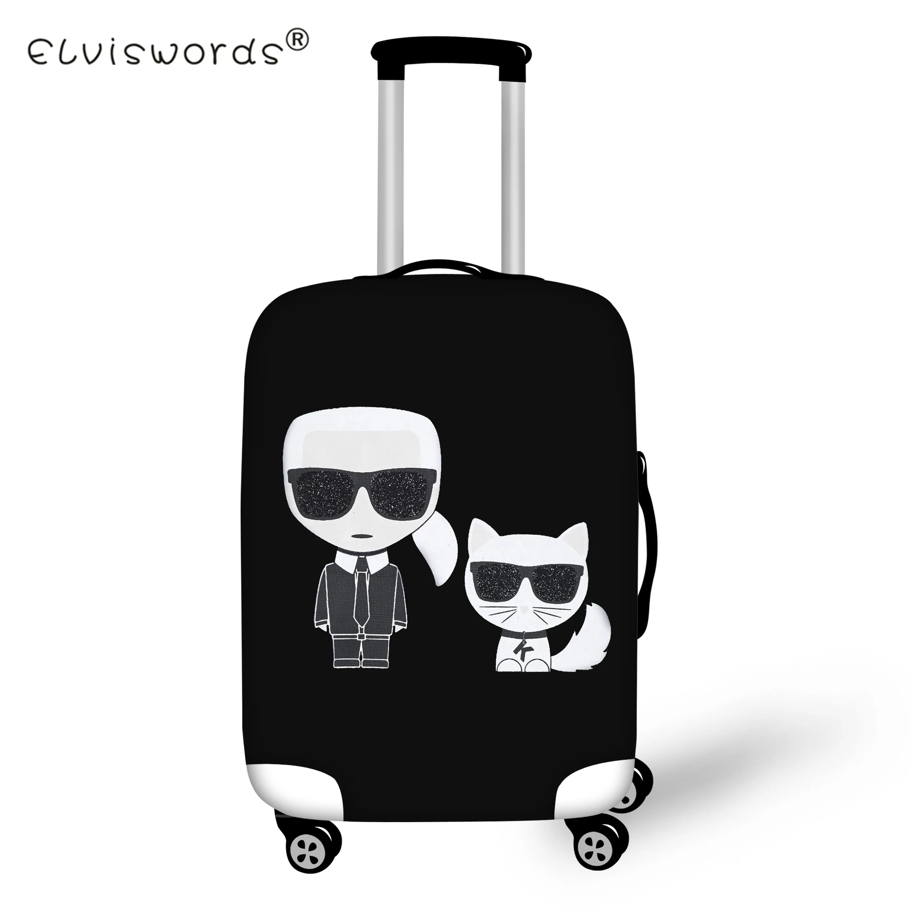 

ELVISWORDS Fashion Suitcase Cover Karl Lagerfelds Luggage Cover Elastic Dust-proof Luggage Protector Accessories Large Size SML