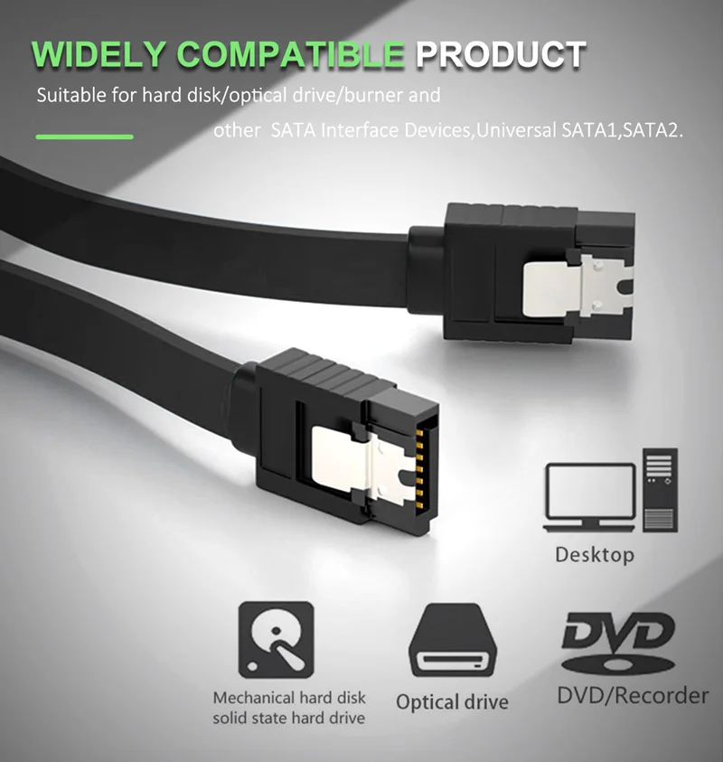 Cabletime 6Gbps SATA3.0 180 Angle HDD / SSD Data cable With Locking Latch Female to Female SATA2.0 30cm Cable 30cm C1