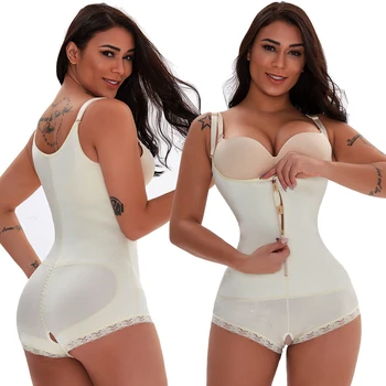

Zipper Tummy Control New Women Binders And Shapers Bodysuit Shapewear Latex Body Shaper Post Liposuction Girdle Clip