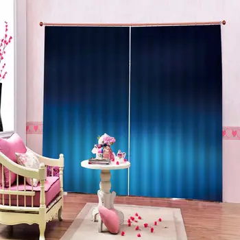 

blue curtains 3D Curtain Printing Blockout Polyester Photo Drapes Fabric For Room Bedroom Solid color curtain