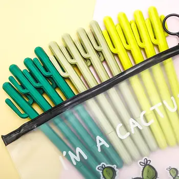 

12/100Pcs Set Color Kawaii Cute Cactus Gel Pen Fancy Stationery Store School Supply Kawai Stationary Office Accessory Thing Kit