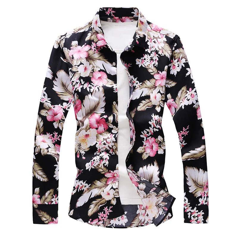 Men's regular shirt with japanese flower print