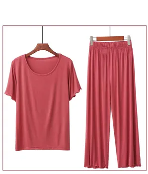 

Spring Autumn Large Size Loose Soft Modal Home for Women 2 Pieces Set Plus Size Homewear Female Pajamas Set Ladies Sleepwear