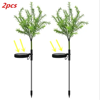 

2pcs/lot 15LED Solar Lights Simulation Christmas Tree Lights Outdoor Waterproof Garden Light Holiday Decoration Ground Lawn Lamp