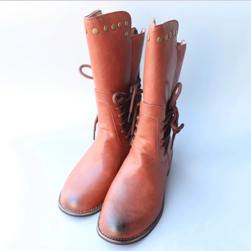 Botas de cuero PU de calidad con plataforma de tobillo para mujer con cremallera botas planas suela de mukulo de vaca zapatos d