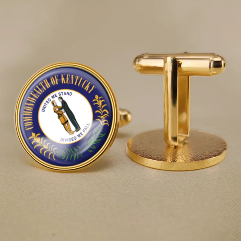 

Seal of Kentucky State of United States of America Map Flag Cufflinks