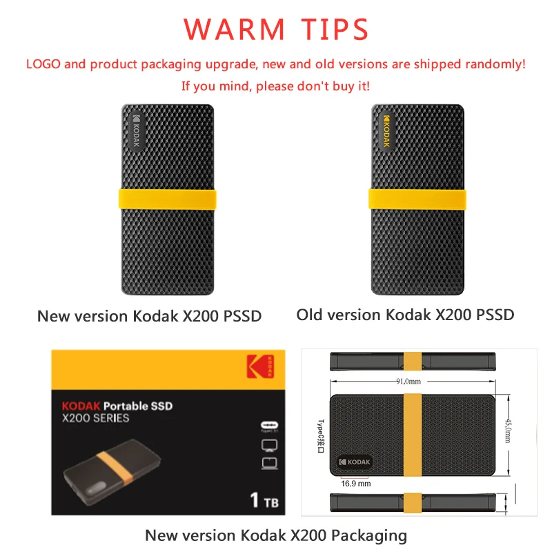 Kodak X200 цифровой портативный жесткий диск 256 ГБ 512 1 ТБ Тип C внешний 3 оригинальный