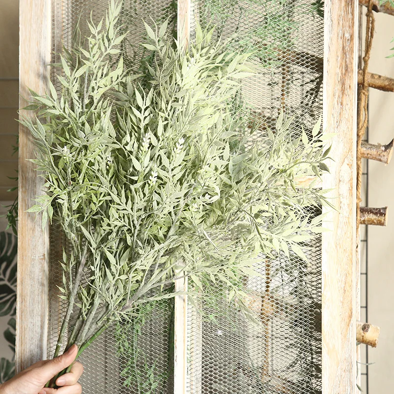 Artificial Bamboo Leaf Soft Rubber Decorative Grass Plant for Home Decoration Wedding Plant Wall