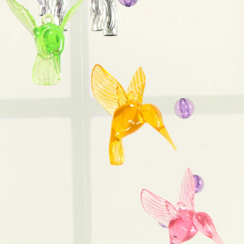 Plastic Wind Chimes Humming Bird dolphin Wind Chimes Bells Metal Tube Hanging Wall Home Car Outdoor garden Decoration 70cm 5
