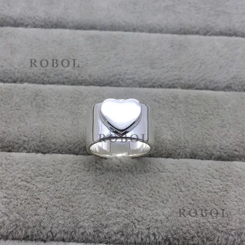 

Spanish Bear High Quality Boutique New S925 Sterling Silver Ring Heart-shaped Romantic Pattern Simple Atmosphere Free Shipping