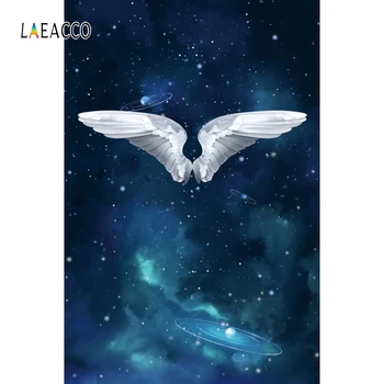 

Laeacco Universe Space Photography Backgrounds Star Planet White Wings Photo Backdrops Baby Newborn Portrait Photozone Photocall
