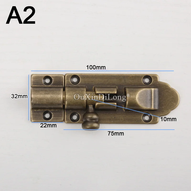 Ретро Винтаж 2 шт европейские Твердые Латунные Дверные шарниры скольжения болт ворота дверь с защелкой болты ворота дверной замок со щеколдой шпингалет - Цвет: A2
