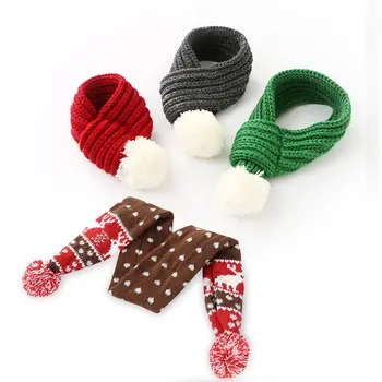 

Pet Cute Christmas Dog Cat Scarf Winter Warm Knitted Casual Party Red Scarf Solid Xmas Gifts for Pets^