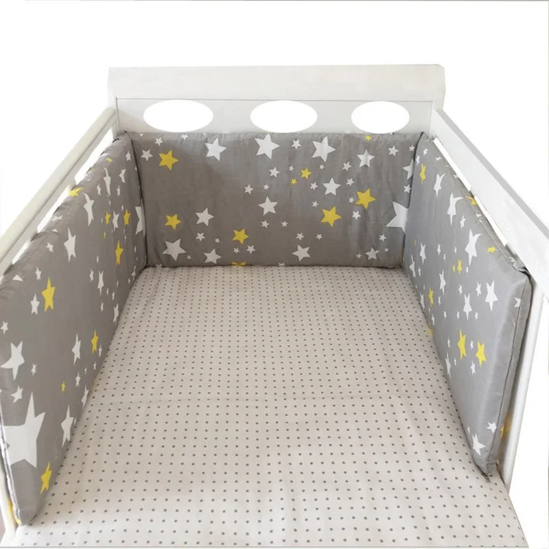 

Baby Bed Crib Bumper Cotton Washable Newborns Cradle Protector Bumpers Stars Design Soft Breathable Bedding Set