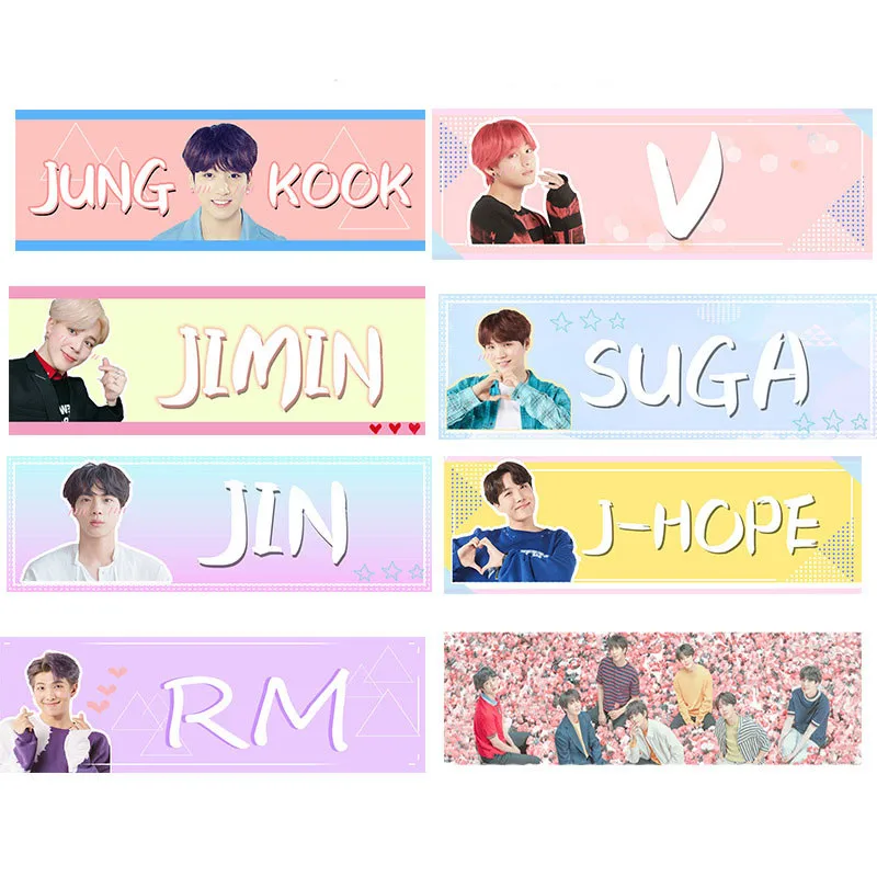 KPOP Bangtan для мальчиков карта душа персональная рука баннер JUNG KOOK JIMIN JIN SUGA J-HOPE 45*15 см