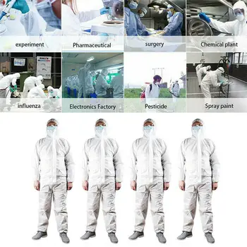

Waterproof Dustproof Protective Coveralls Suit Disposable Clothing White Hazmat 100% Polyester Fiber-protective Clothing