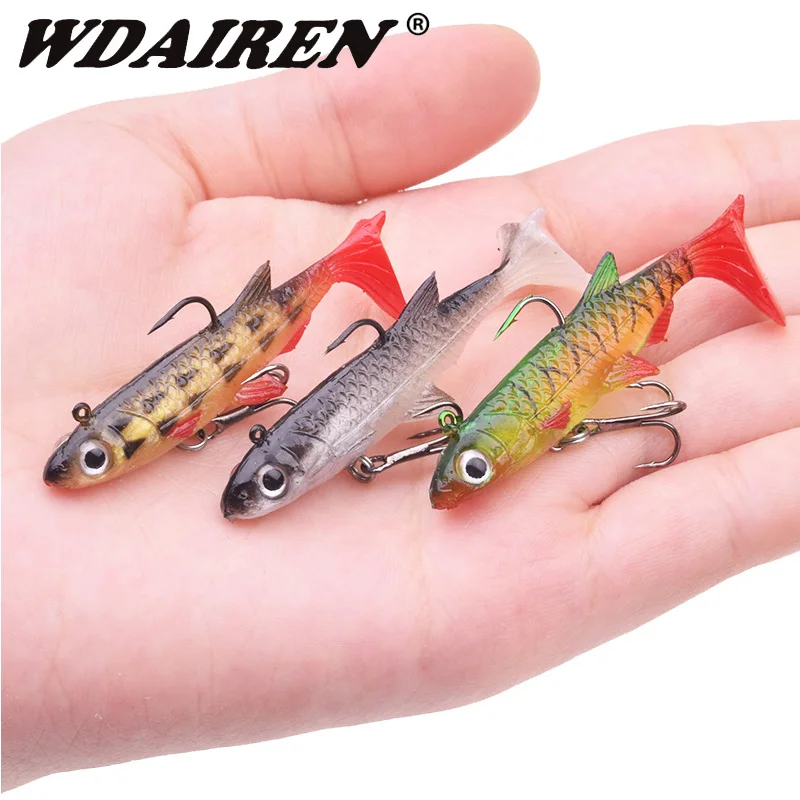 6Pcs/Lot Small Silicone Soft Bait Mixed Colors Set Jigging Wobblers   50mm 3.5g Artificial Spoon Fishing Lures With Bait Box Kit