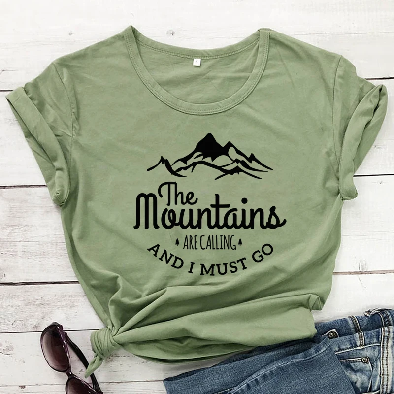 The Mountains Are Calling And I Must Go T-shirt Harajuku Unisex Short Sleeve Vacay Tshirt Fashion Women Graphic Adventure Tops summer shirt