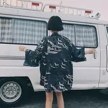 Японский стиль ретро пальто кимоно лето три четверти рукав кардиган кимоно юката женщина мужчина свободный тонкий верхняя одежда