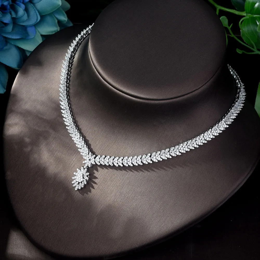 HIBRIDE Latest Fashion Women Wedding AAA Cubic Zirconia Necklace Earring Dubai Jewelry Set Jewellery Addict Bijoux Femmel N-1169 - Image 5