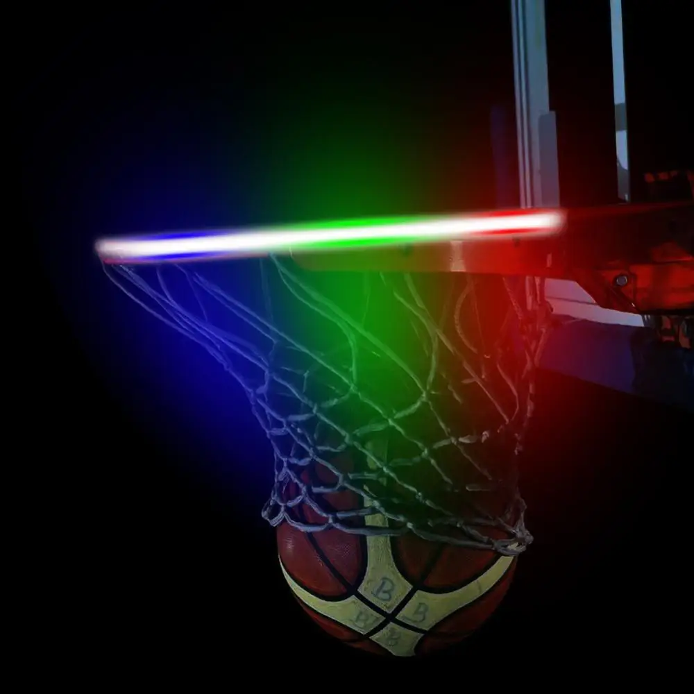 Solar Basket Hoop LED Strip Light Bar Lit Basketball Rim Attachment Night Lamp 
