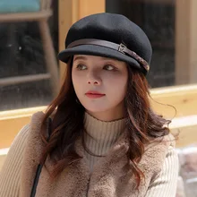 Шляпа Женская осень и зима шерсть, дикая восьмиугольная шапка, Корейская версия ретро личности, Повседневная Шляпка из газеты, мода