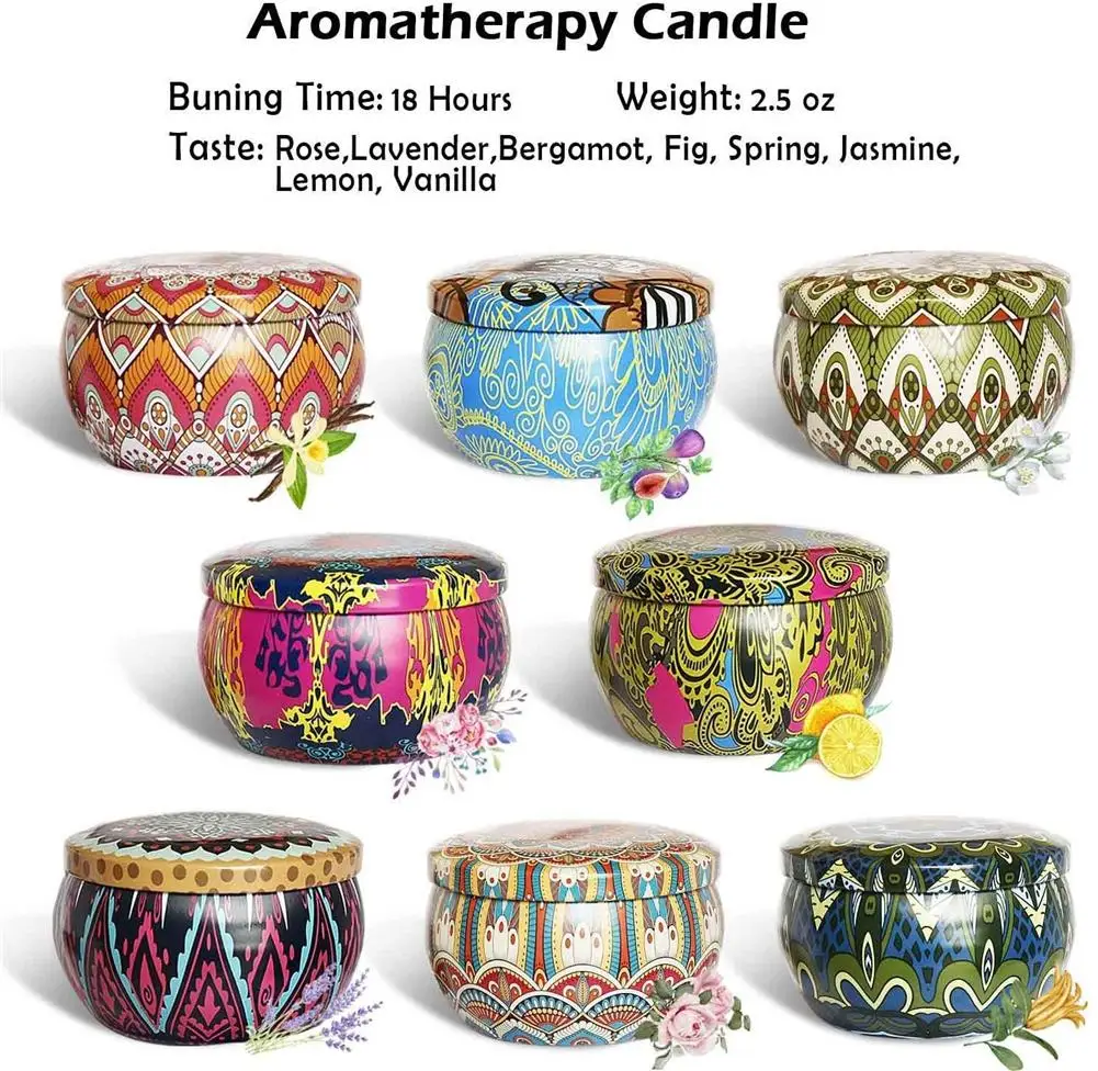 8pcs / Set Portable Scented Candles Pink Jasmine Lavender Gardenia Tin Candle Travel Gift Birthday Mold For Women | Дом и сад