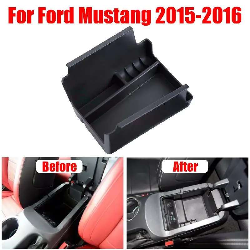 

Car Armrest Secondary Console Storage Box Organizer Tray For Ford Mustang 15-16