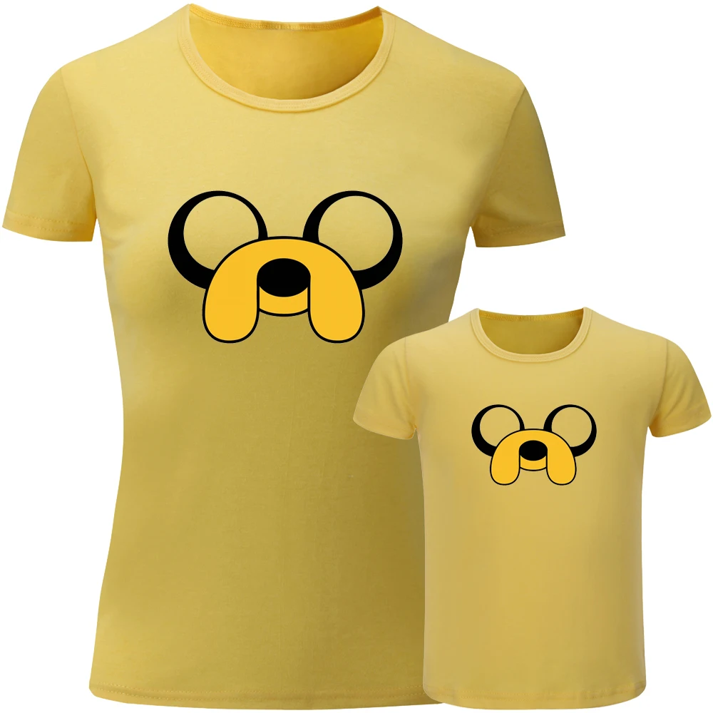 ADVENTURE TIME Dog Beemo; одинаковые комплекты для семьи; футболка для мамы и дочки; футболка с короткими рукавами; топы с принтом для женщин и девочек; подарок - Цвет: JdSY020D