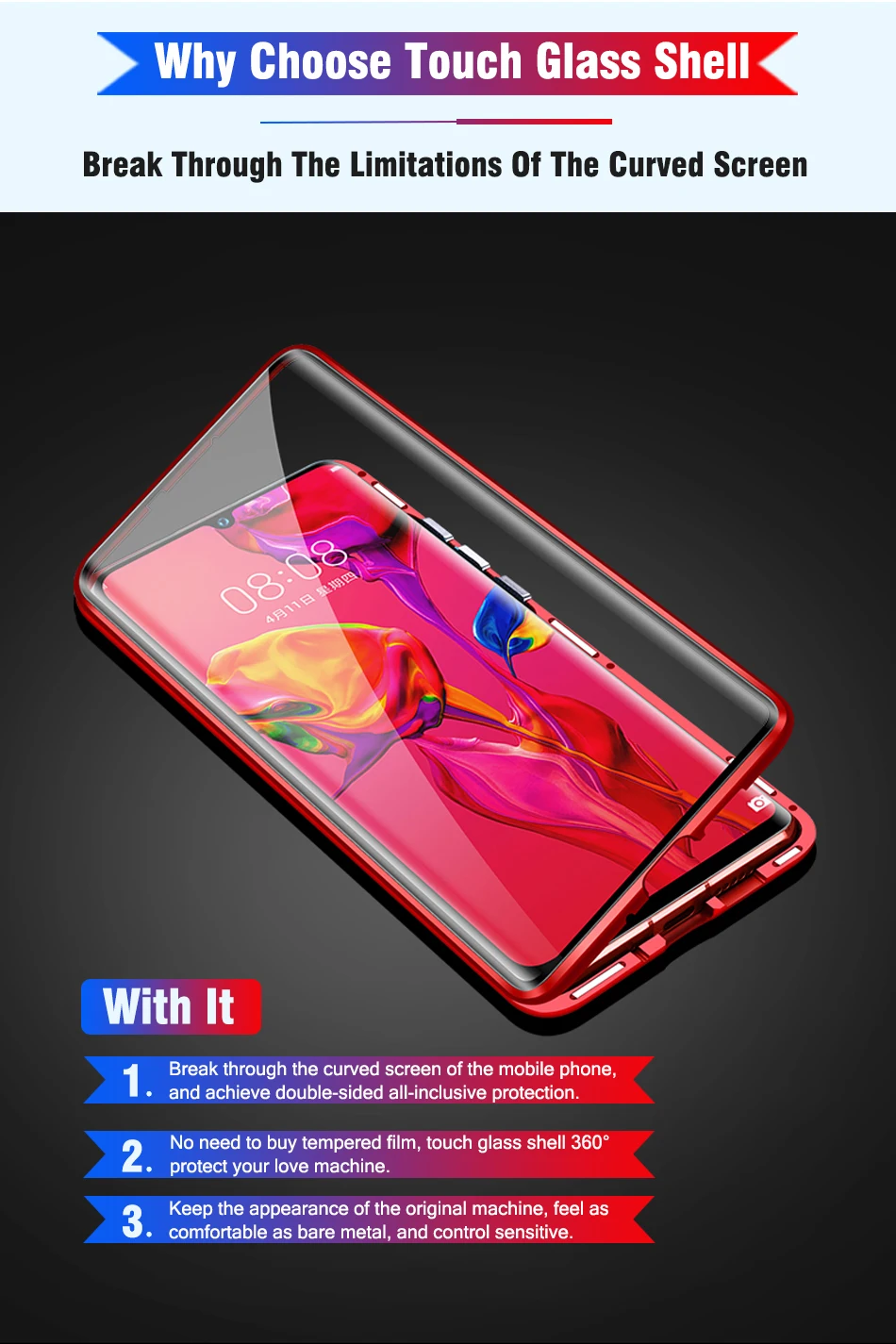 Магнитный абсорбционный металлический флип-чехол для телефона huawei P30 P30Pro P30Lite, двухстороннее закаленное стекло huawei P30 Pro Lite, сумка