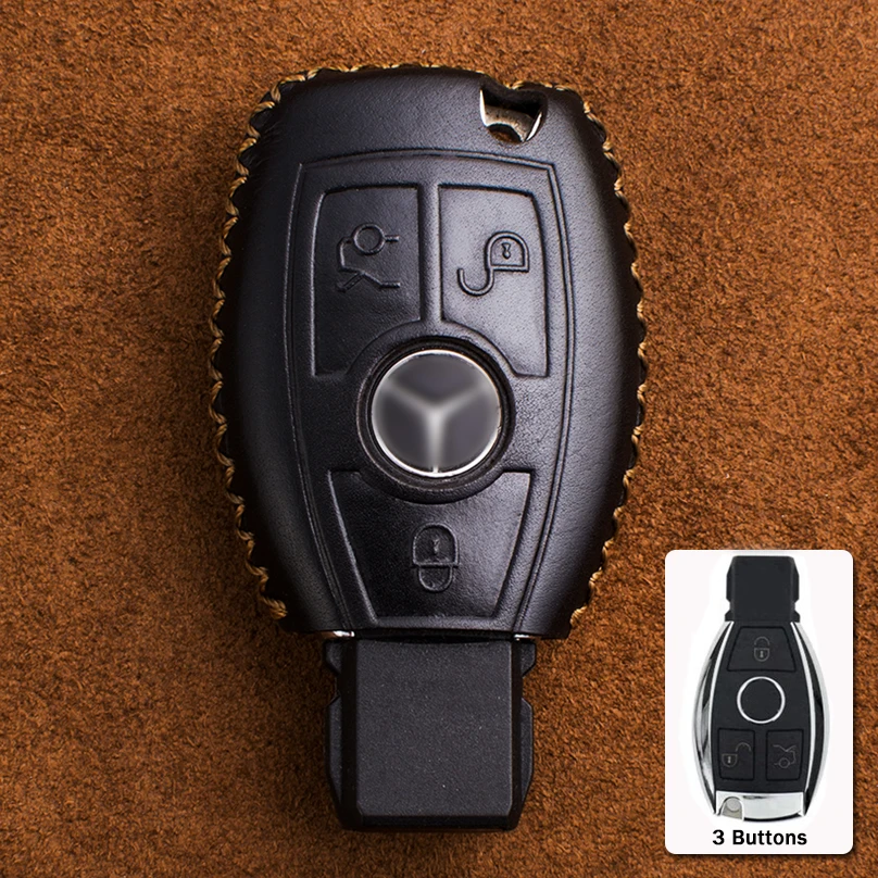 Сумка для ключей из натуральной кожи, чехол для ключей, брелок для Mercedes BENZ W203 W210 W211 W124 W202 W204 AMG - Название цвета: Type B - Black Brown