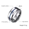 Newshe Men's Wedding Band Tungsten Rings Groove Ring Carbide Blue Line 8mm Size 7-13 Fashionable Jewelry ► Photo 2/6