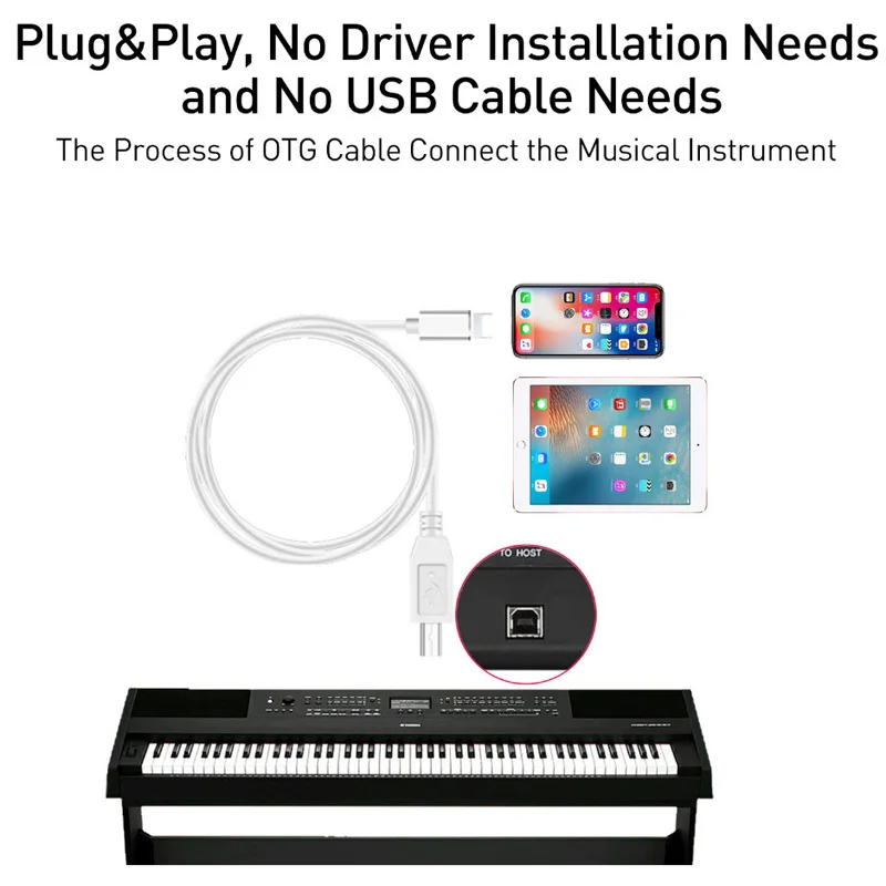 OTG кабель для IPhone на MIDI USB Type B инструмент адаптер клавиатуры X XS MAX XR 6 7 8