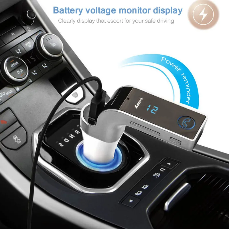 4-в-1 Hands Free Беспроводной Bluetooth FM передатчик G7+ AUX модулятор Автомобильный комплект MP3-плеер Музыка SD USB ЖК-дисплей автомобильные аксессуары