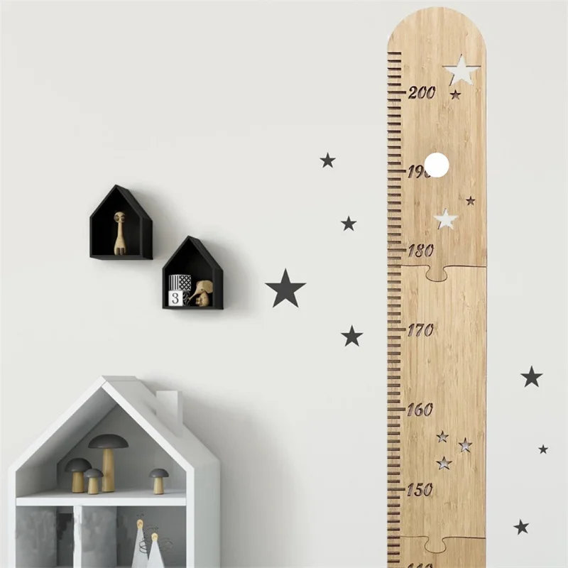 5Pc Nordic Wooden Kids Height Growth Chart Ruler for Boys and Girls Height Gauge Room Decoration Wall Meter Measurement Stickers
